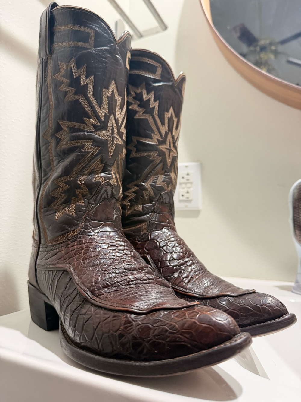 Vintage 70s Tony Lama Men’s Exotic Western Boots Size 7 D pre-ban Made In USA